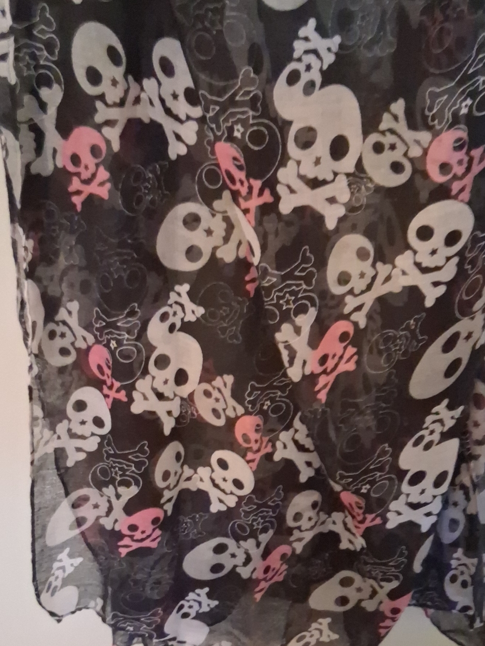 Kids Black Skull Print One-Piece - Pink & White Skull Pattern